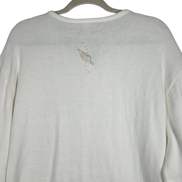 Tia Designs Sweater Women 2XL Cardigan Beaded Seashell Starfish Made USA Vintage - Picture 9 of 13